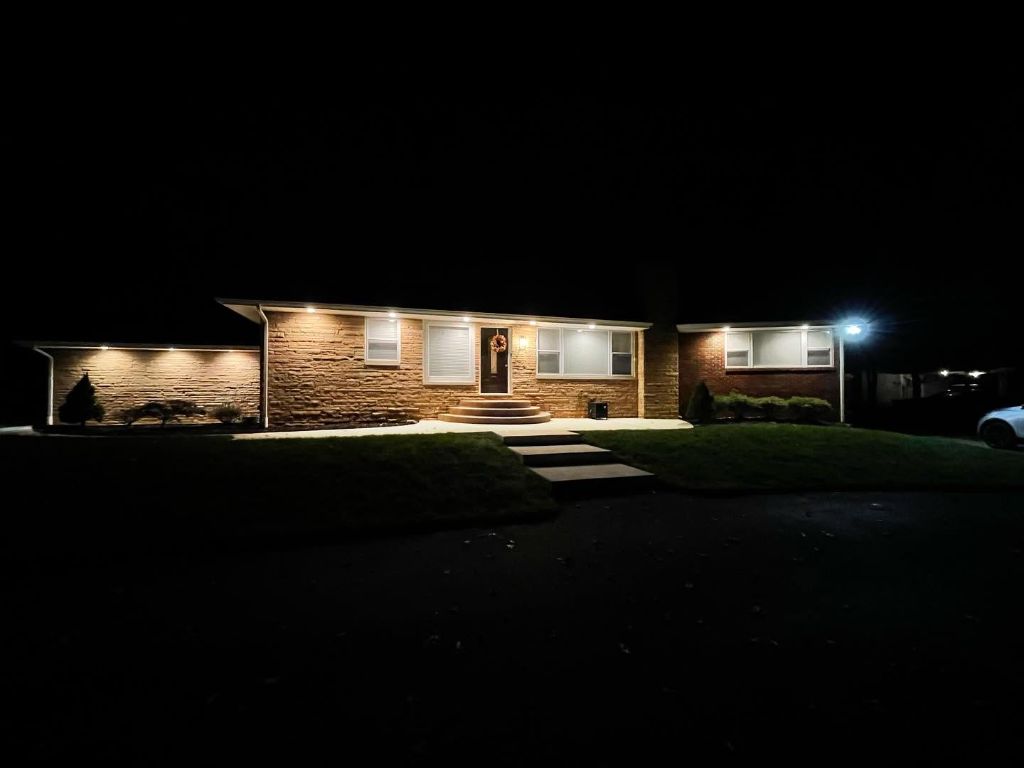 Exterior lighting NJ home at night