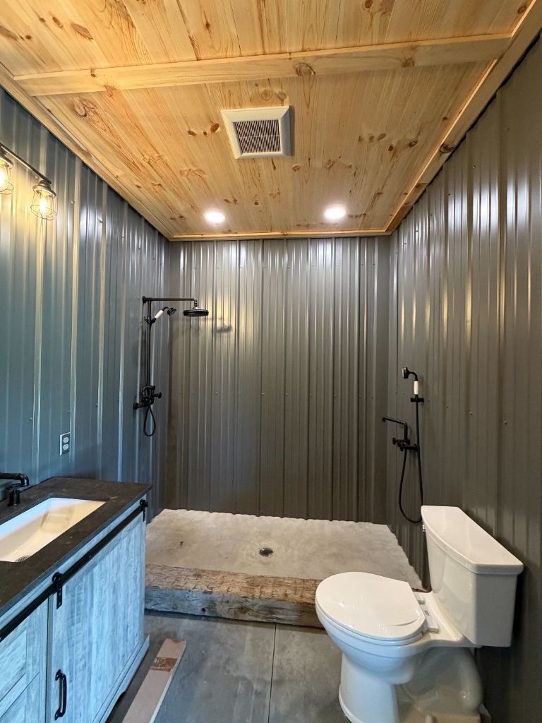 Rustic bathroom recessed lighting and GFCI NJ
